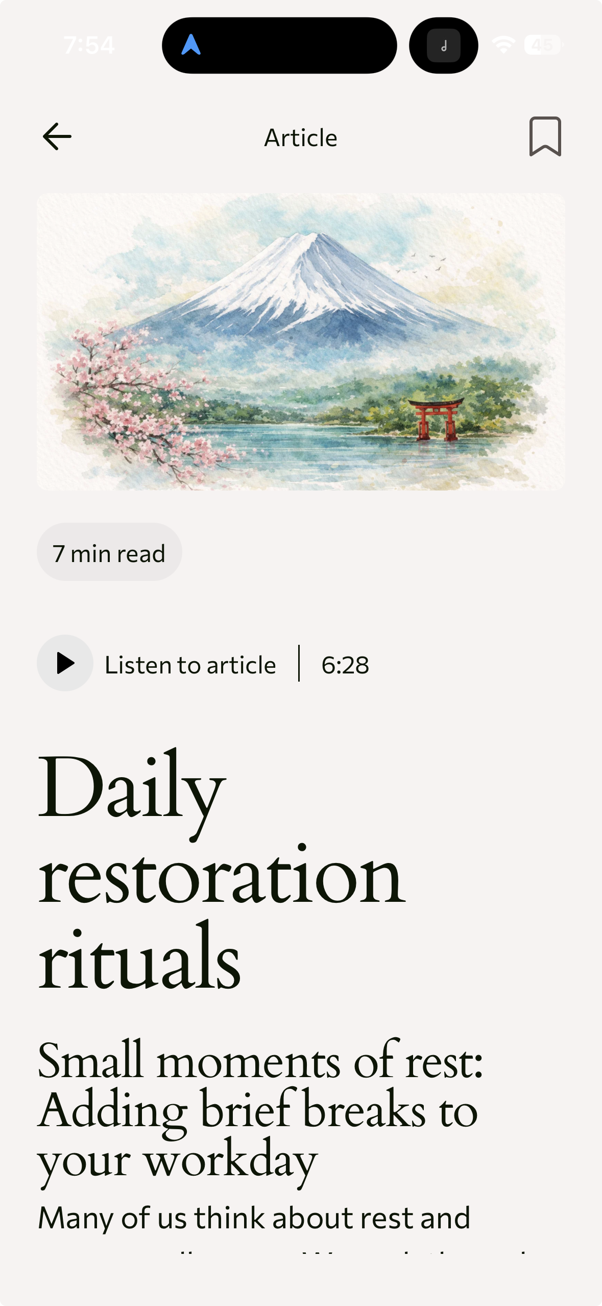 App article showing daily restoration rituals